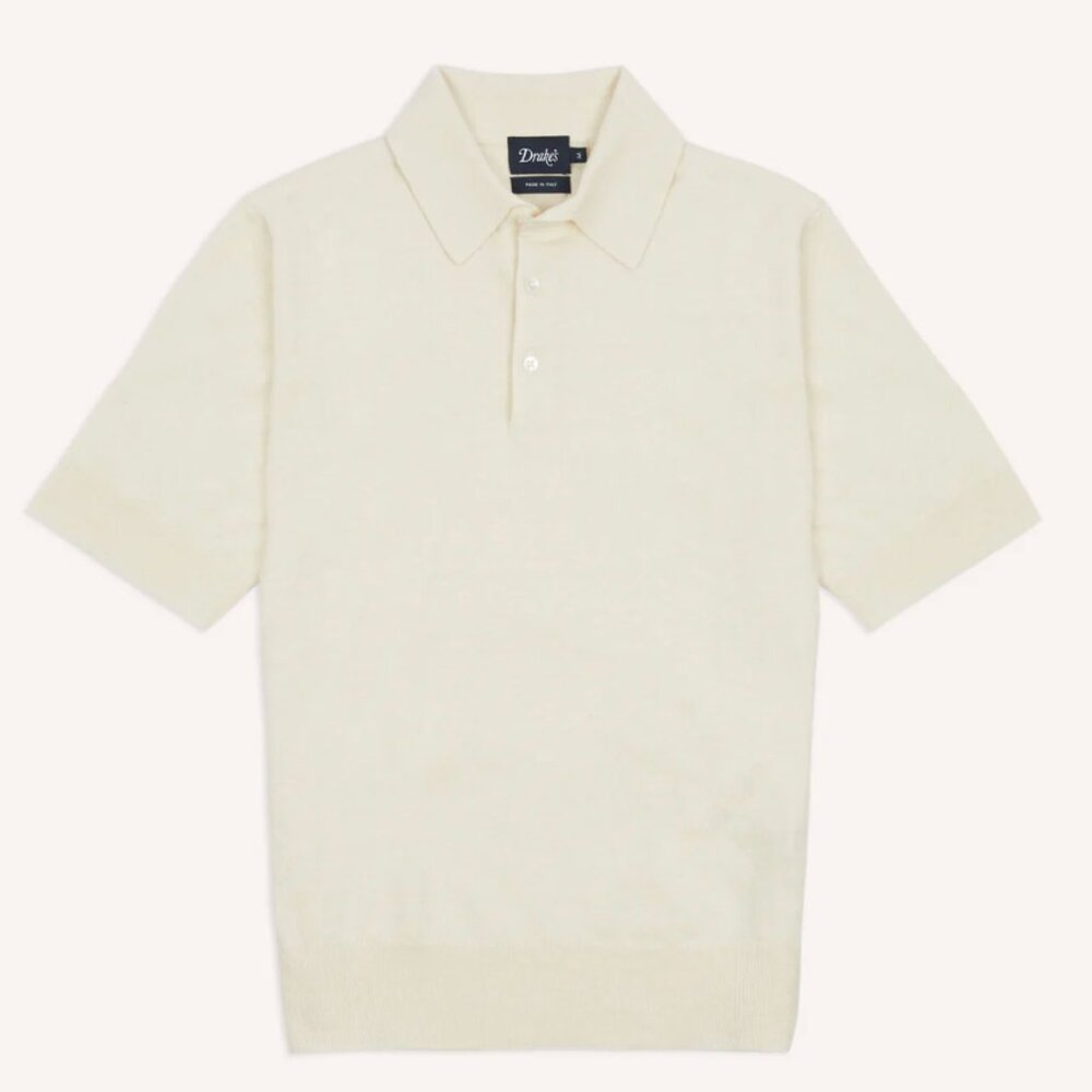 Drake's - Ecru Knitted Linen-Cotton Short-Sleeve Polo Shirt - Size M